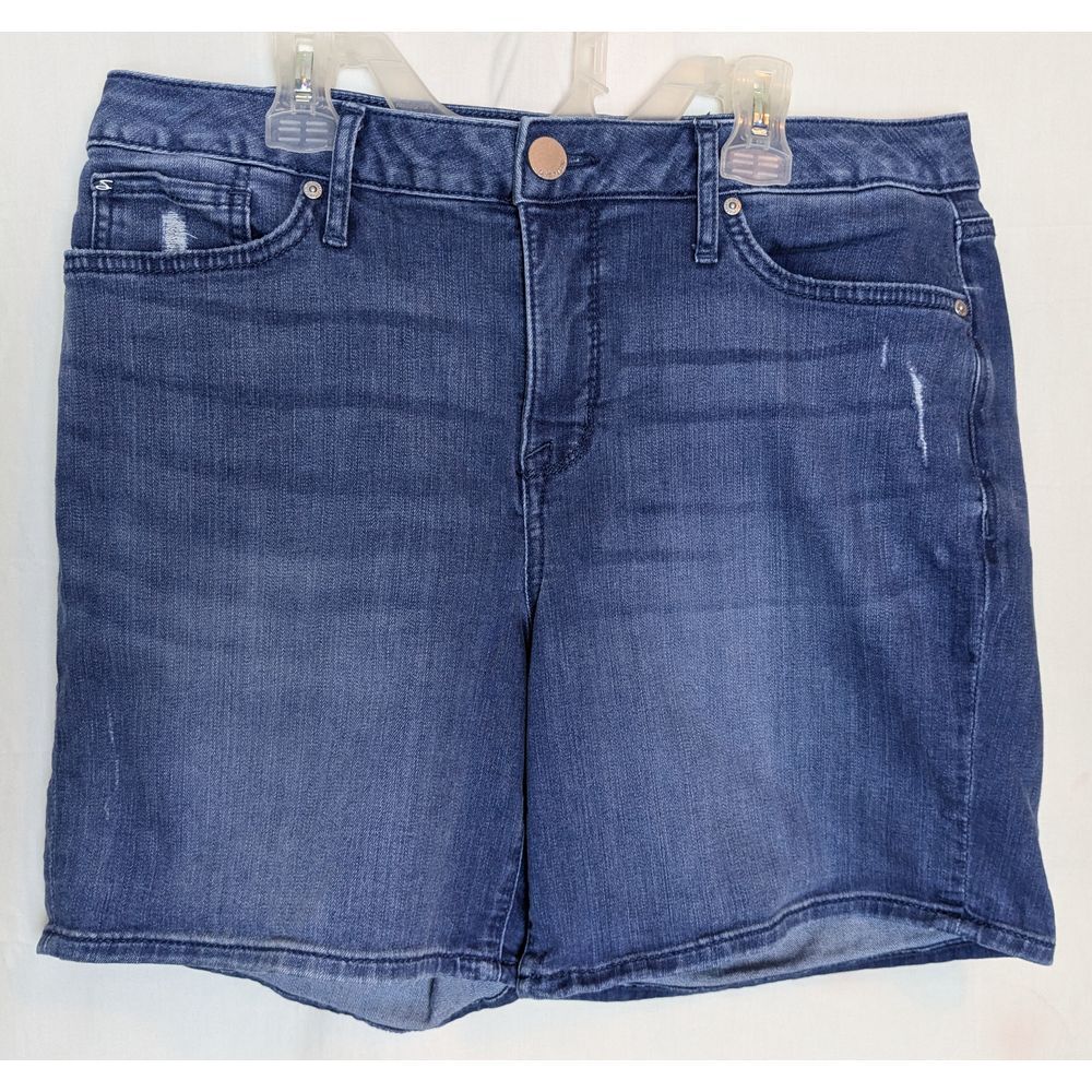 Seven7 Women's High Rise 6" Inseam Stretch Denim Bermuda Shorts Size 12